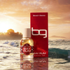 Beach Geeza Bay Rum bottle and packaging with sunset and ocean background