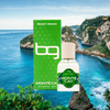 Monté Cay perfume bottle and packaging with a scenic background of a coastal landscape.