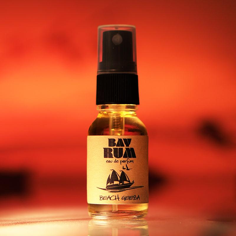 Bay Rum EDP 15ml by Beach Geeza Fragrances - A deep boozy spicy woodsy eau de parfum for cool fall or cold winter seasons.