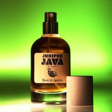 Load image into Gallery viewer, Juniper Java EDP 50ml by Beach Geeza - An exotic woody citrus green jungle barbarshop fragrance for warm spring or  hot summer weather.