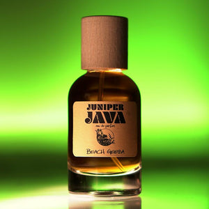 Juniper Java EDP 50ml by Beach Geeza - An exotic jungle woody citrus green barbarshop fragrance for warm spring or  hot summer weather.