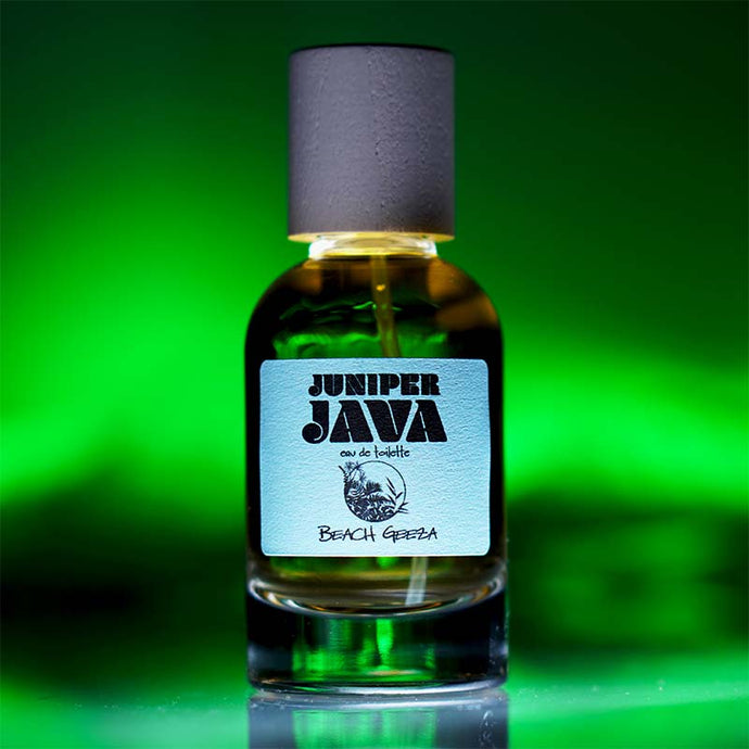 Juniper Java EDT 50ml by Beach Geeza Fragrances - A distinct woody citrus green exotic eau de toilette for warm spring or  hot summer weather.