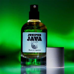 Juniper Java EDT 50ml by Beach Geeza Fragrances - An exotic woody citrus green jungle barbarshop eau de toilette for warm spring or  hot summer vacation weather.