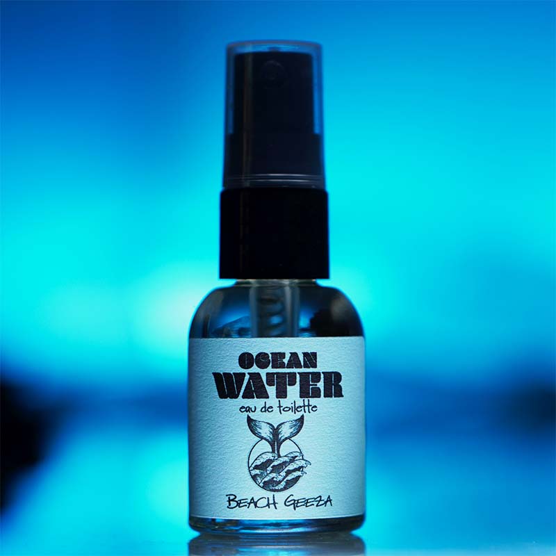 Ocean Water EDT 15ml by Beach Geeza Fragrances - A Fresh Light Marine Aquatic Citrus Woody eau de toilette for warm spring or hot summer vacation holidays.