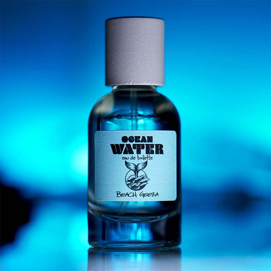 Ocean Water EDT 50ml by Beach Geeza Fragrances - A Marine Aquatic Citrus Woody unisex eau de toilette for warm or seasons and vacation holidays.